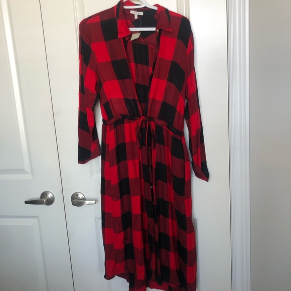 Plaid dress/long cardigan - Picture 1 of 4